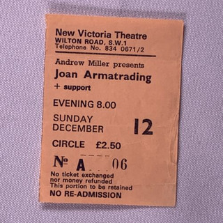 Joan Armatrading Ticket Original Vintage Victoria Theatre London December 1976 Front