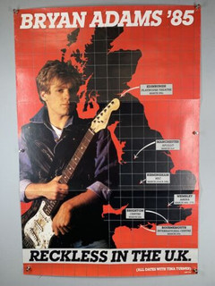 Bryan Adams Tina Turner Poster Original Promo Reckless in the UK Tour 1985 Front