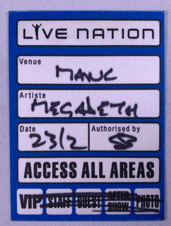Megadeth Pass AAA Original Tour of Duty Tour Manchester Academy 1 February 2008 Front