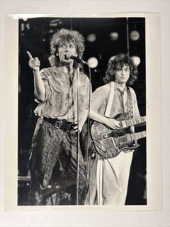 Led Zeppelin Live Aid Jimmy Paige Robert Plant Photo Orig Stamped Promo 1985 front