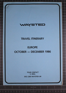 Waysted Pete Way Itinerary Original Vintage European Tour October-December 1986 Front