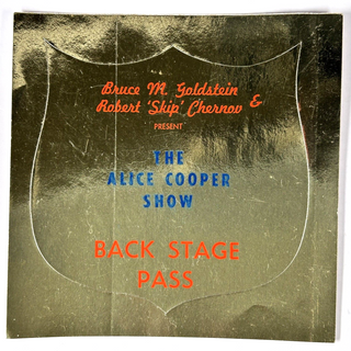 Alice Cooper Pass Vintage Original Back Stage Pass Killer Tour Rhode Island 1972 front