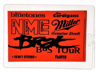 The Bluetones The Cardigans Ticket Pass Original NME Laminate Brat Bus Tour 1996 front
