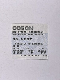 Go West Concert Ticket front