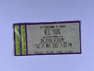 Neil Young Ticket Orig Stockwell Road Brixton London Tuesday 21st Of May 2002