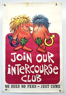 Hippy Flower Power Poster Counter Culture Join Our Intercourse Club Circa 1970 Front