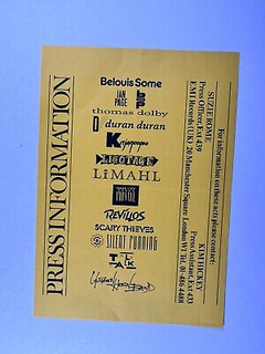 Ian Page Duran Duran Press Release Information EMI Records London Circa 1980s Front