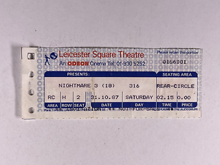 Nightmare Ticket Original Vintage Leicester Square Theatre October 1987