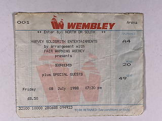 Bros Ticket Original Matt Goss Craig Vintage Wembley Arena London July 1988