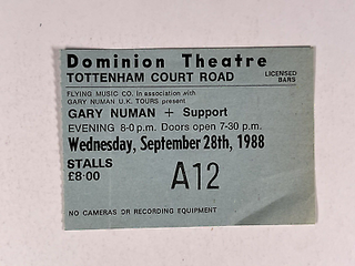 Gary Numan Ticket Original Vintage Dominion Theatre Tottenham September 1988
