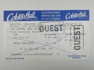 The Brand New Heavies Guest Ticket Original Colston Hall Bristol 13th June 1997 Front