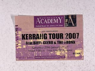 Biffy Clyro & The Bronx Ticket Manchester Academy Kerrang Tour 20th Jan 2007 Front