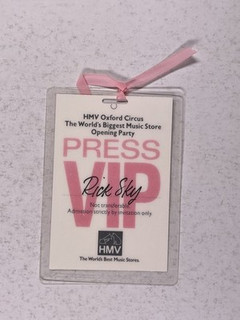 HMV Laminate Press Pass Original Bob Geldof Rick Sky Oxford Circus Opening 1986 Front