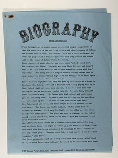 Bruce Springsteen Press Release front