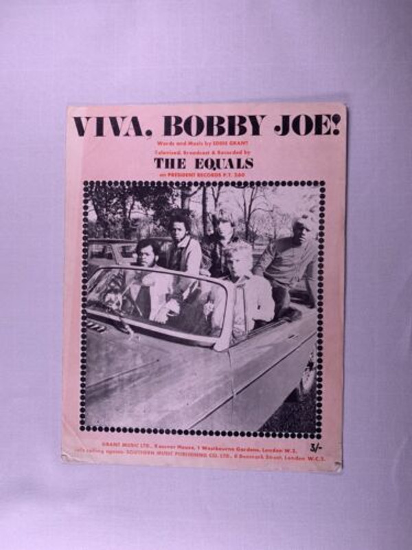 The Equals Sheet Music Original Viva, Bobby Joe! 1969 front