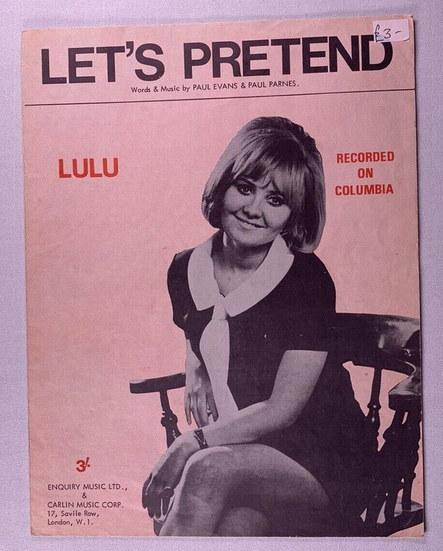Lulu Sheet Music Original Let's Pretend 1967 front