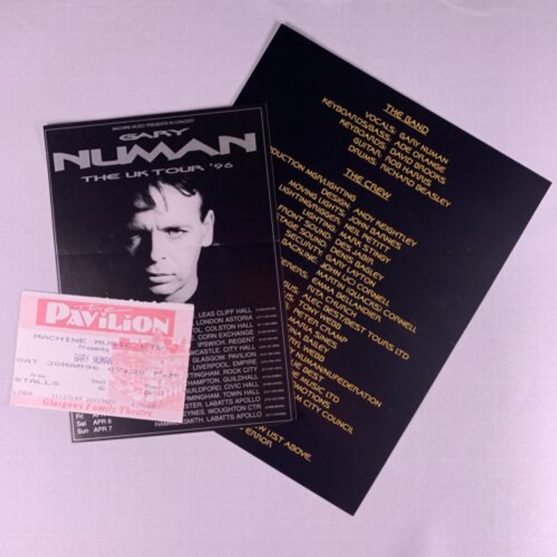 Gary Numan Crew List + Flyer + Ticket Original UK Tour 1996 front