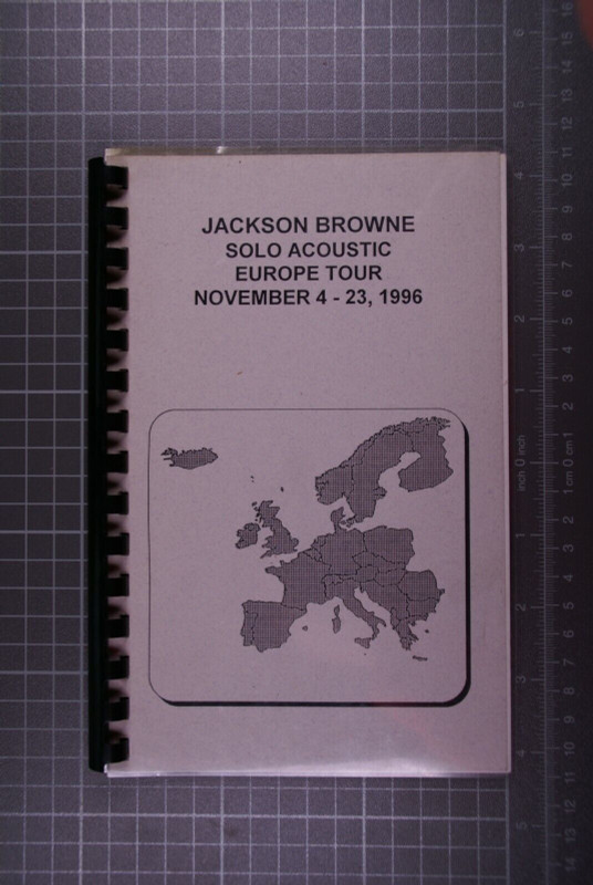 Jackson Browne Itinerary Official Vintage Solo Acoustic Tour Europe 1996 Front