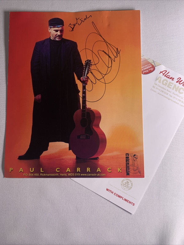 Paul Carrack Signed Photo Original Promo Circa Late 00's Front With Compliment Slip