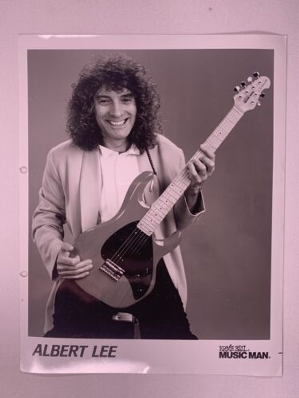Albert Lee Photo Vintage Music Man Black and White Promo Circa Late 1980s front
