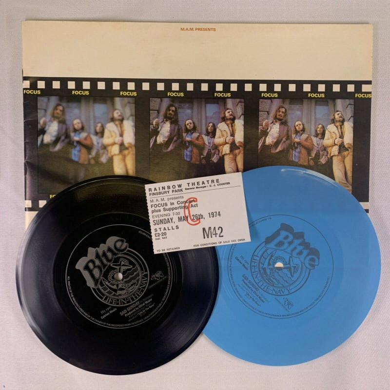 Focus Programme + Ticket  + 2 x Promo Flexi Disc Original Rainbow Theatre 1974