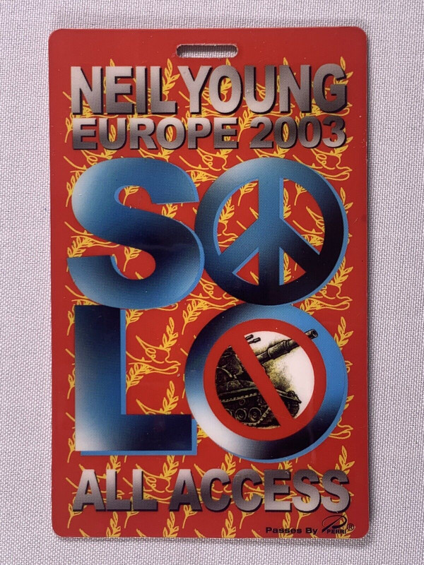 Neil Young Pass Ticket Original Europe Solo Tour 2003 Front