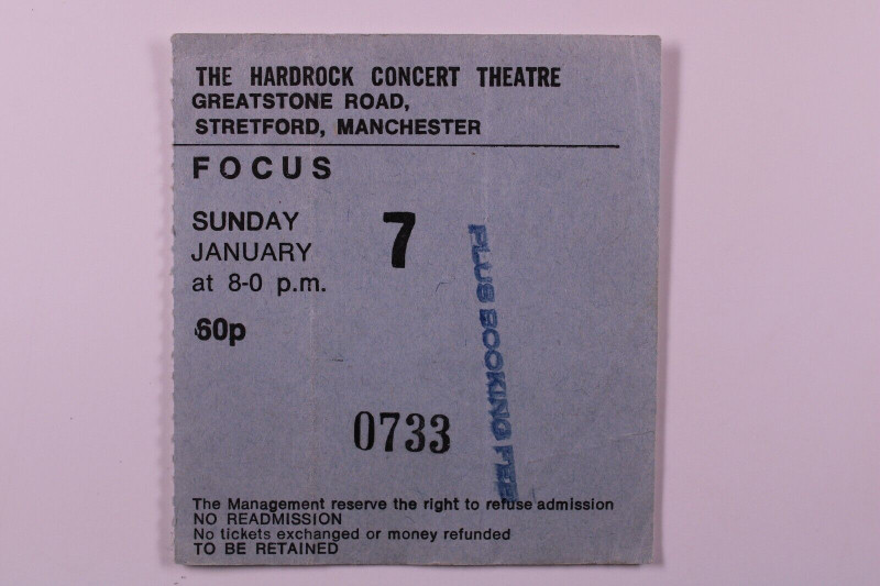 Focus Ticket Official Vintage Hard Rock Manchester Hocus Pocus May 1973 front