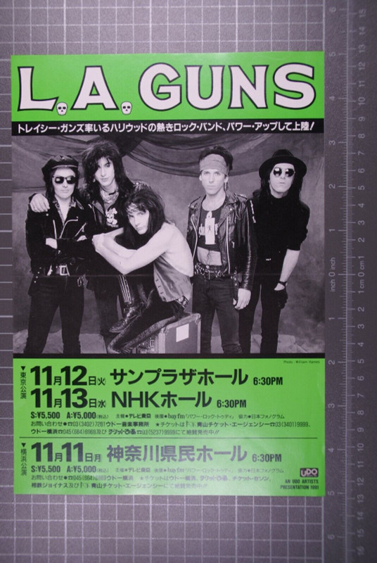 LA Guns Flyer Vintage Original Japan Hollywood Vampires Tour 1991 front