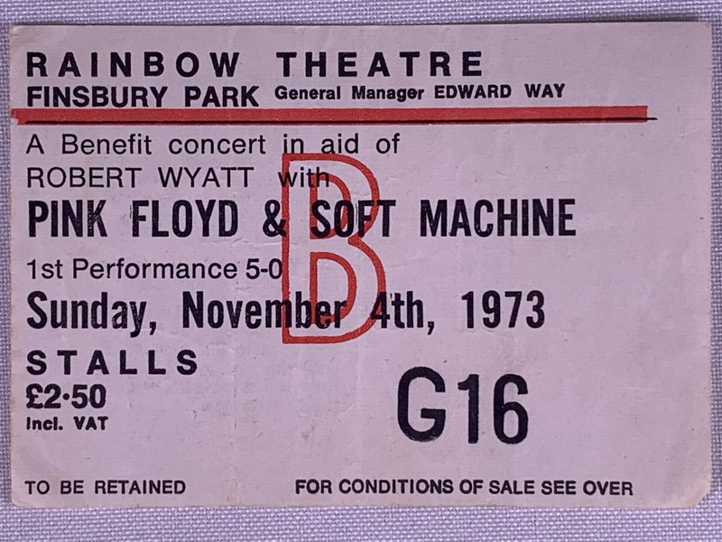 Pink Floyd Ticket Original Vintage Dark Side of the Moon Tour Rainbow 1973 #2 front