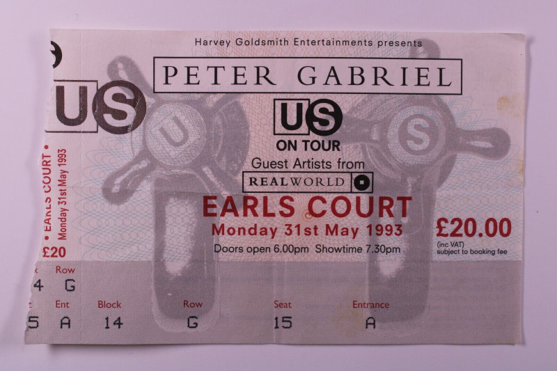 Peter Gabriel Ticket Secret World Tour Earls Court May 1993 front