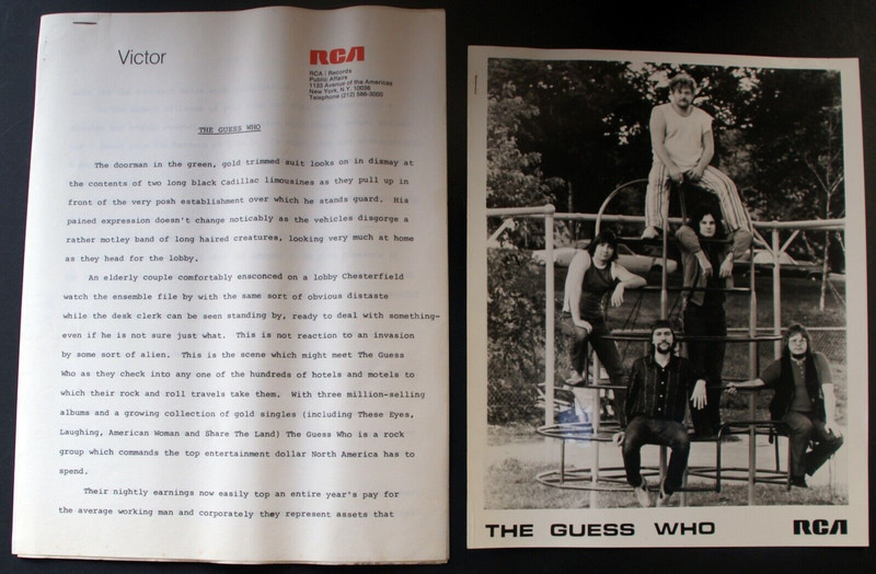 The Guess Who BTO Press Release Original RCA Records Promo 1970 Front