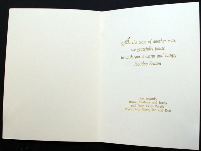 Deep Purple Xmas Card Don Airey Steve Morse Bruce Payne Thames Tal Undedicated inside