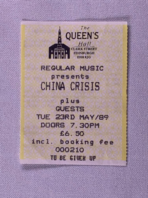 China Crisis Ticket Original Queens Hall  Edinburgh 1989 front