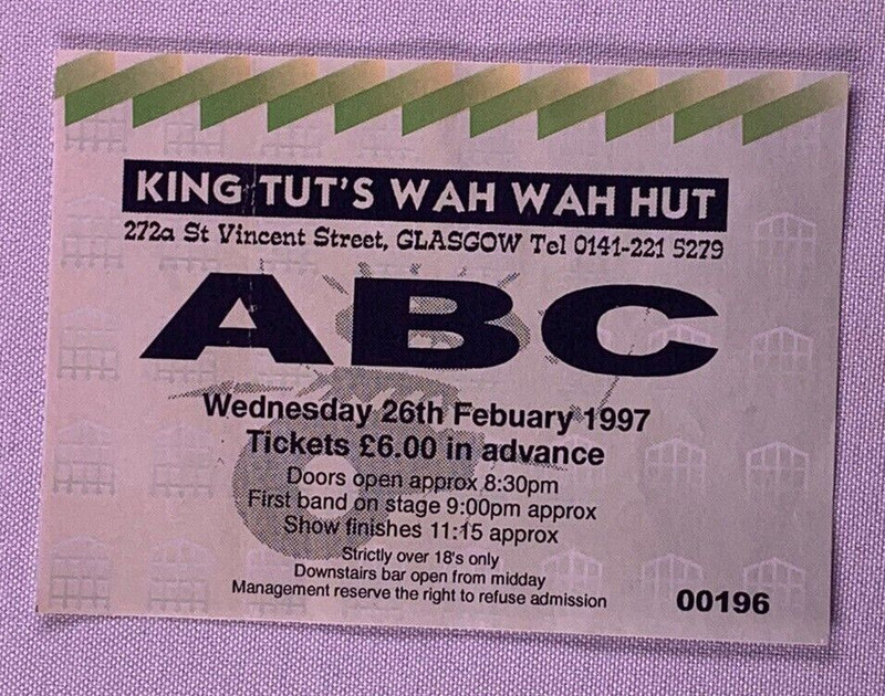 ABC Ticket Original Three Snakes and One Charm Tour Glasgow 1997 front