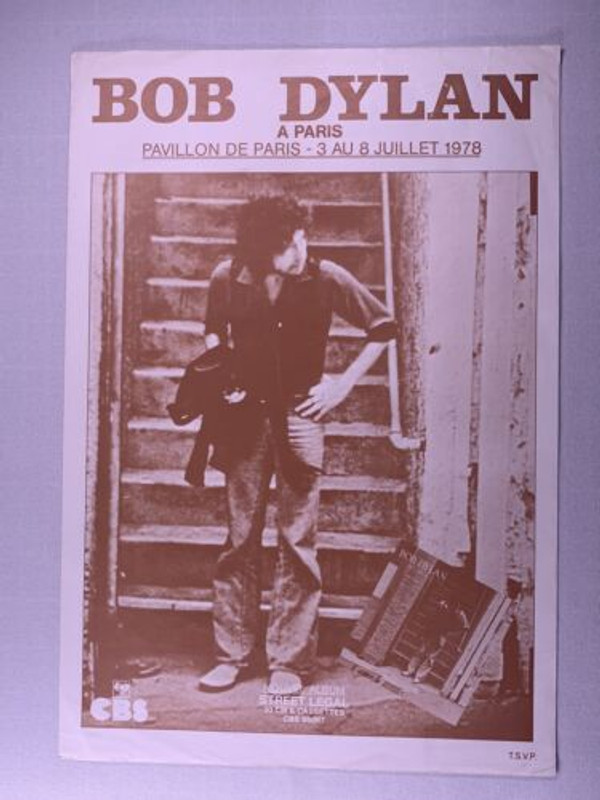 Bob Dylan Flyer Original Pavillon De Paris 1978 front