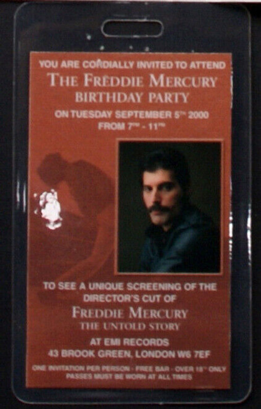 Queen Freddie Mercury Pass + Letter Birthday Party 2000 Ltd Edition of 250 Front