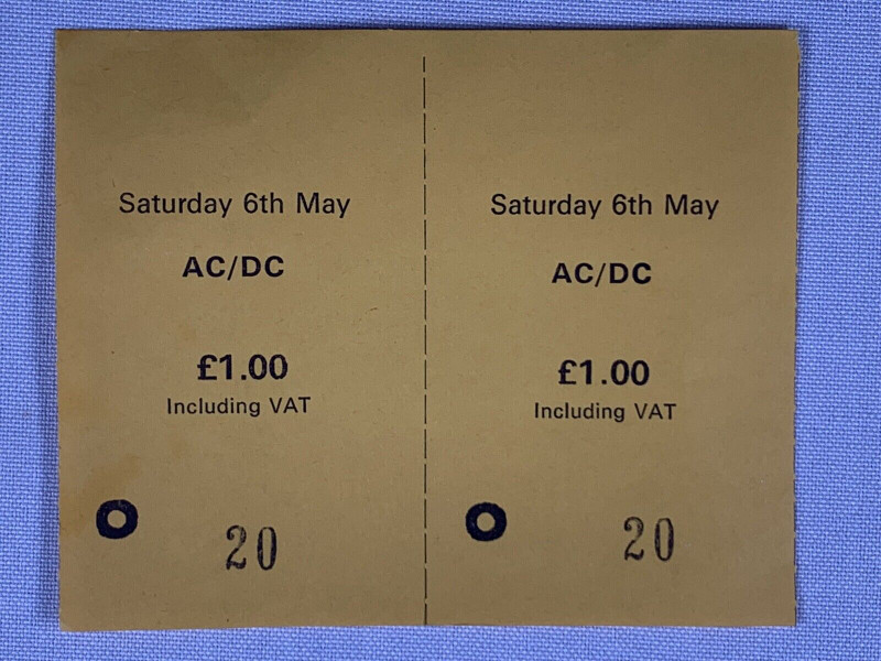 ACDC Ticket Stubs Original Powerage Tour Manchester 1978 front