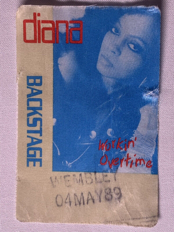 Diana Ross Pass Ticket Original Workin' Overtime Wembley May 1989 Front