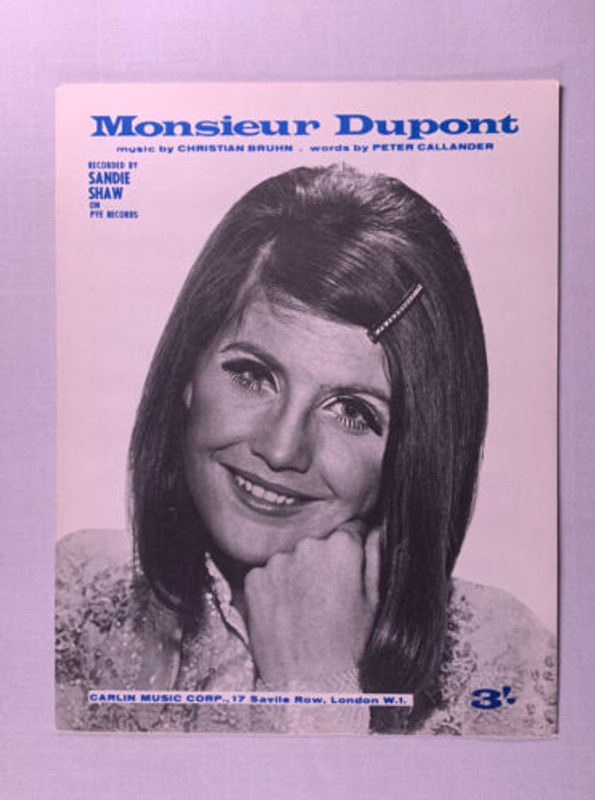 Sandie Shaw Sheet Music Original Monsieur Dupont 1967 front
