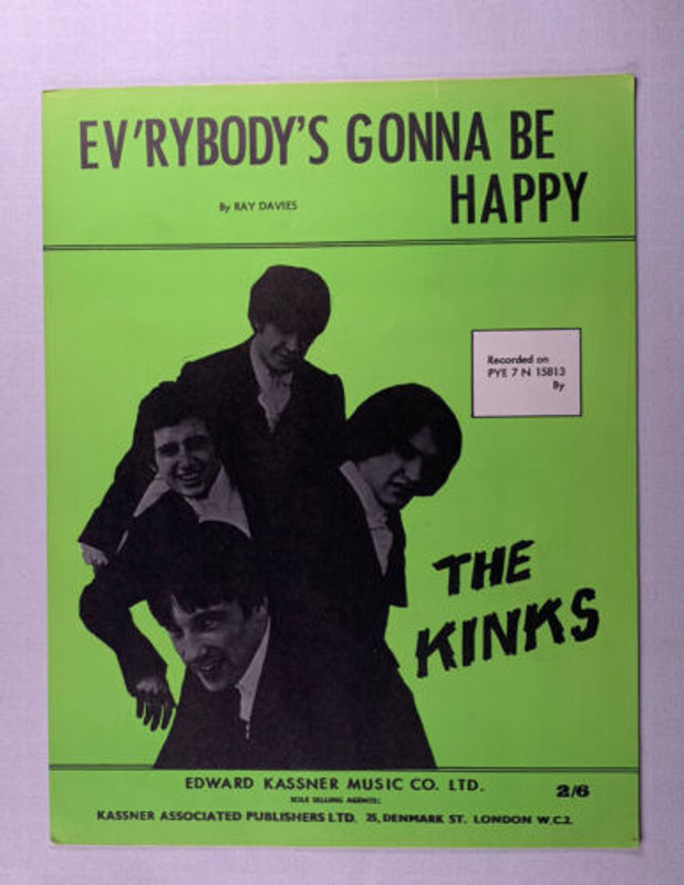 The Kinks Sheet Music Original Ev'rybody's Gonna Be Happy 1965 front