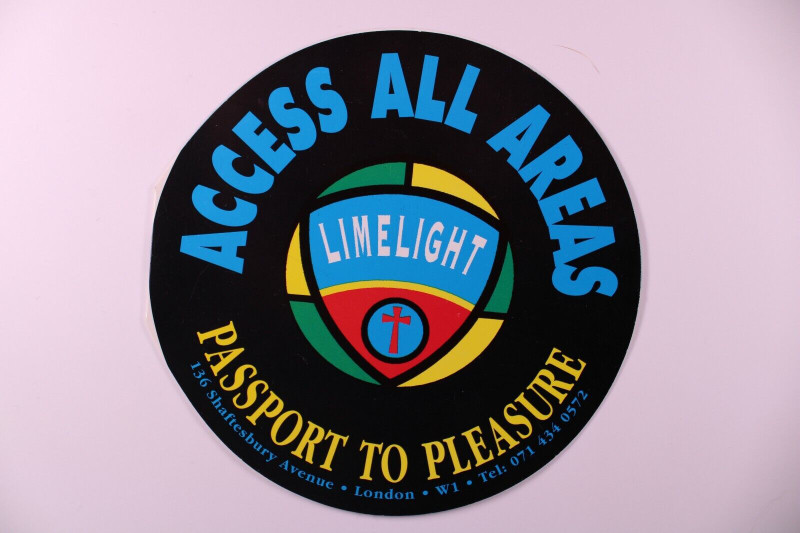 Limelight Club Ticket Pass Passport To Pleasure AAA Shaftesbury Ave London 1993 front