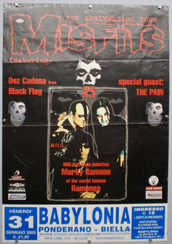 Misfits The Ramones Poster Original Vintage M25 Tour Italy 2003 front