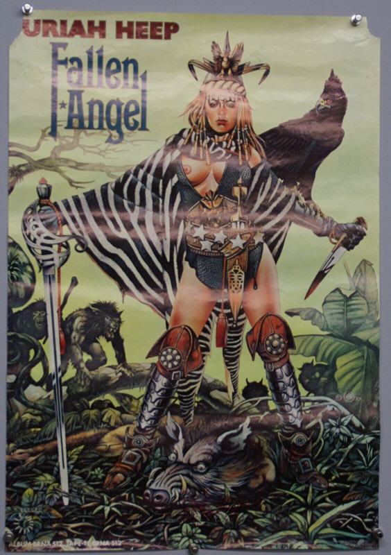 Uriah Heap Poster Promo Original Bronze Records Fallen Angel 1978 front