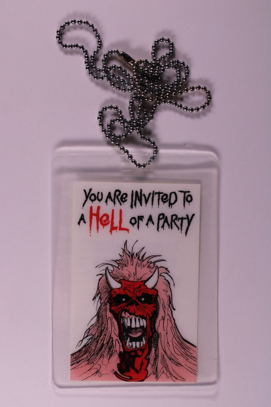 Iron Maiden Pass Ticket Original Aftershow Party Real Live Tour Wembley 1993 #1 front