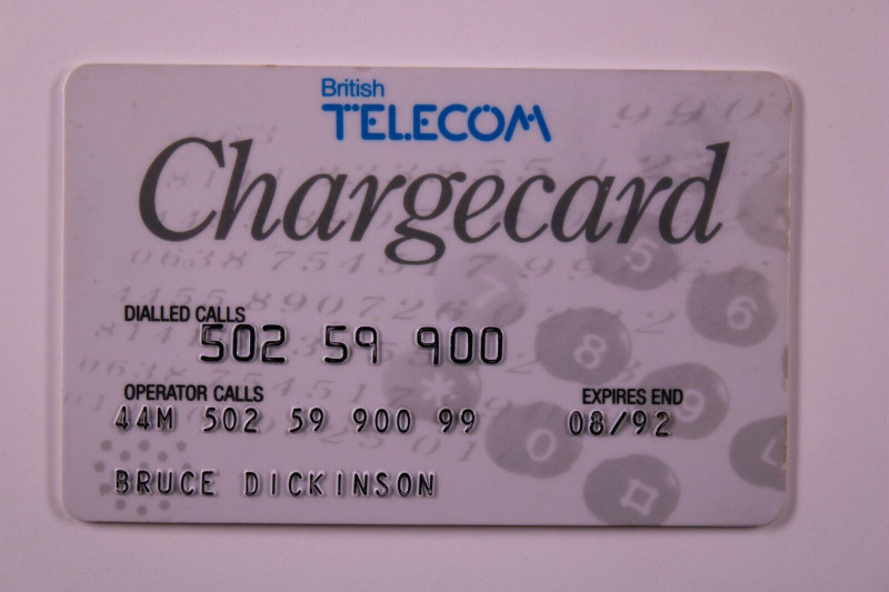 Iron Maiden Bruce Dickinson Owned Used British Telecom Chargecard Circa 1990's front
