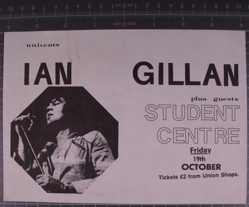 Deep Purple Ian Gillan Band Flyer Vintage Mr Universe Tour  Edinburgh 1979 front