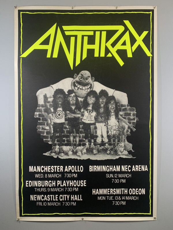 Anthrax Poster Original Promo State Of Euphoria UK Tour 1989 front