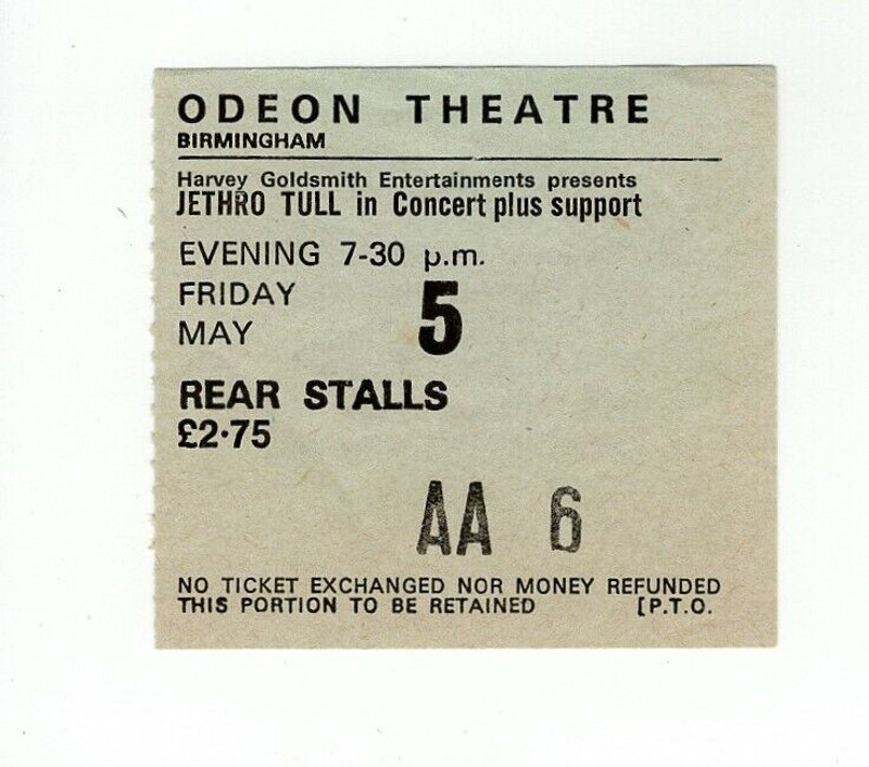 Jethro Tull Ticket Vintage Heavy Horses Tour Birmingham 1978 front