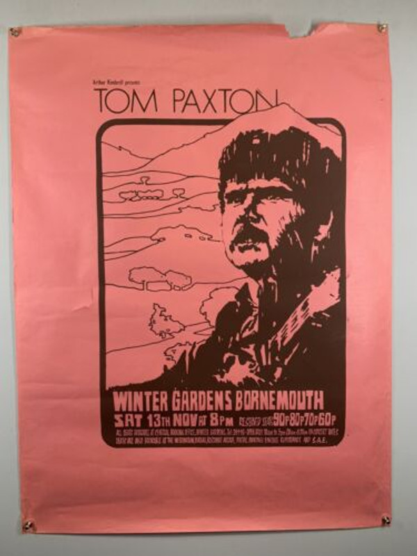 Tom Paxton Poster Original Promo Winter Gardens Bournemouth 1971 front