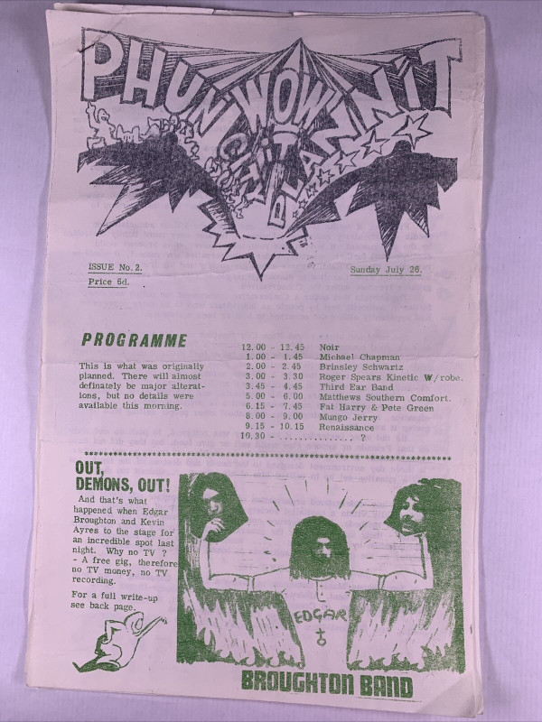 Fleetwood Mac Peter Green Edgar Broughton Program Phun City Ecclesden 1970 Front